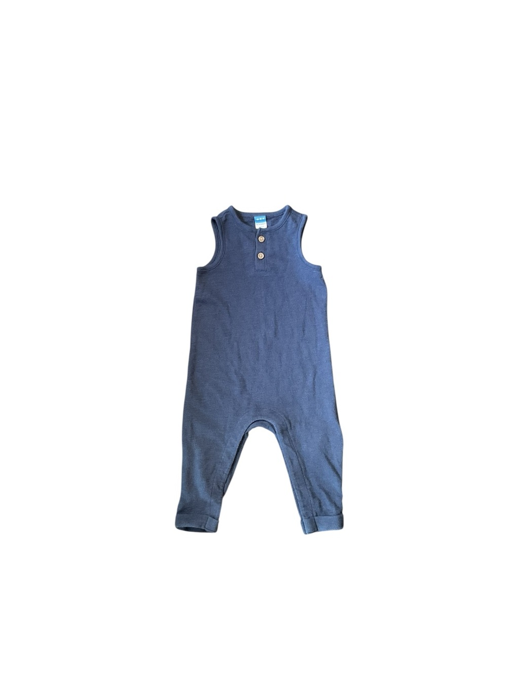 Blue Sleeveless Baby Romper with Buttons
